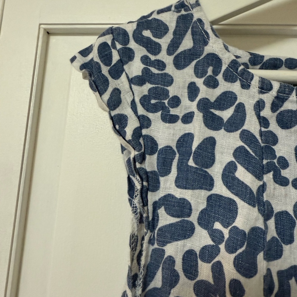 Piazza Del Tempio Italy Women's Leopard Print 100% Linen Dress Med Spring Beach - Picture 4 of 11